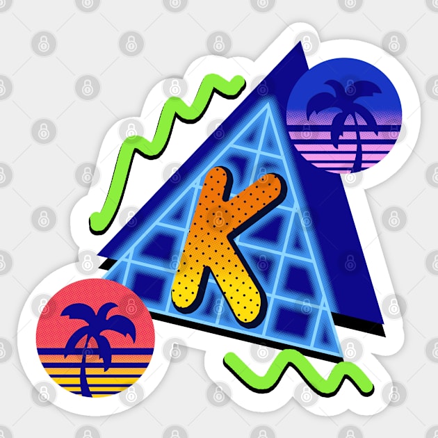 Initial Letter K - 80s Synth Sticker by VixenwithStripes